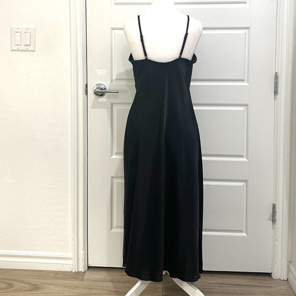 BEBE BLACK SATIN COWL NECK MIDI DRESS MEDIUM - Picture 3 of 5